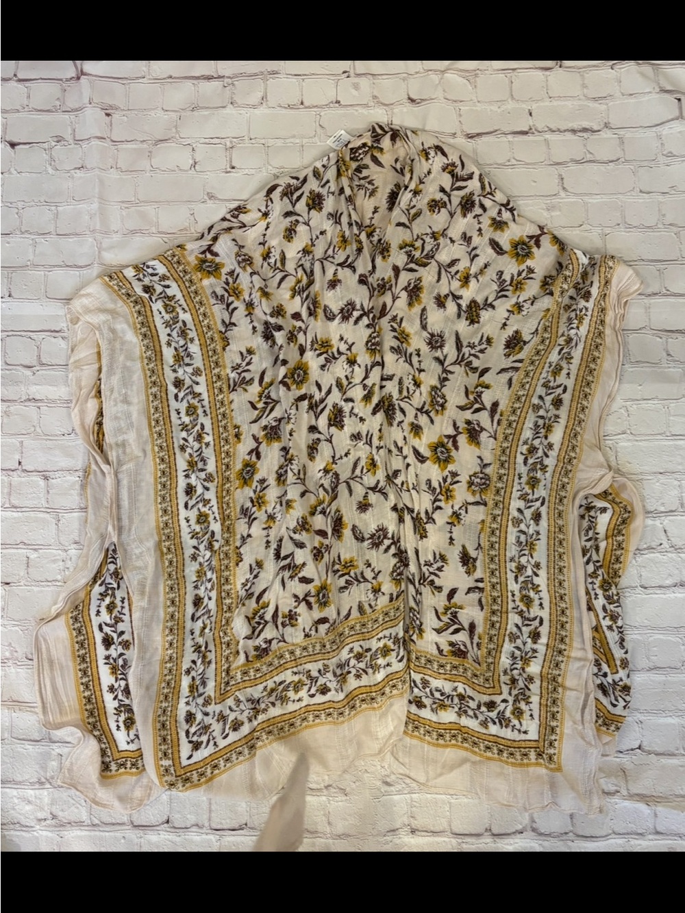 Time and Tru Floral Kimono Cardigan in Cream, Mustard and Brown